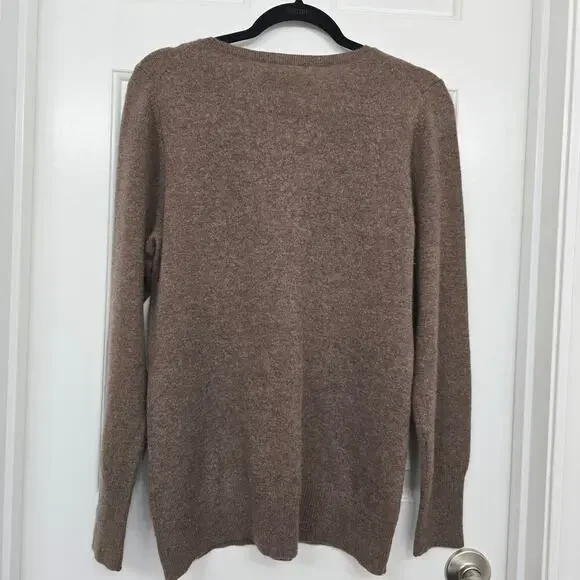 Alex Marie Cashmere Sweater Brown V-Neck  Sz L Timeless Minimalist QuietLuxury - Picture 4 of 7